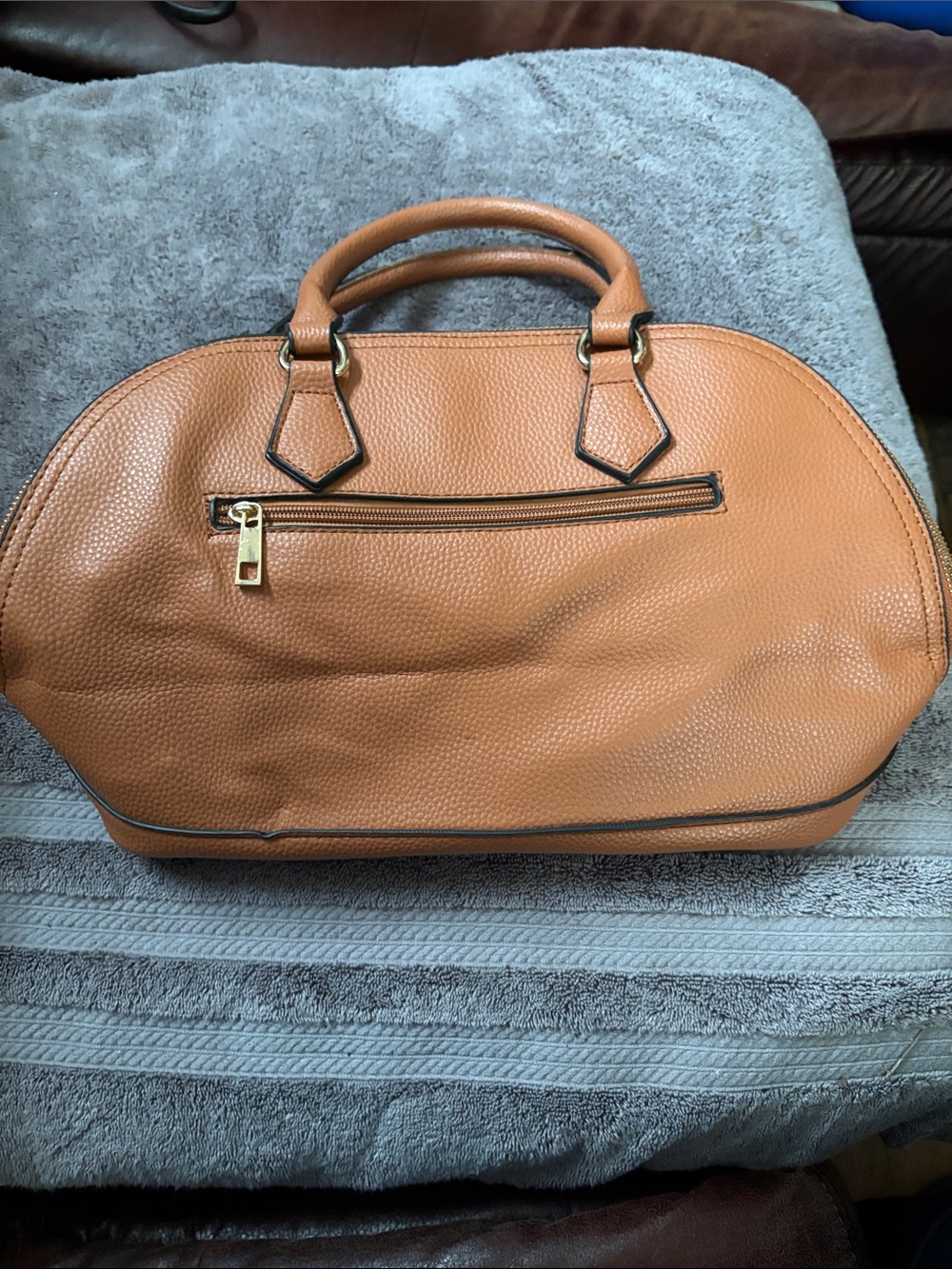 Tan Structured Dome Satchel Handbag - Unbranded
